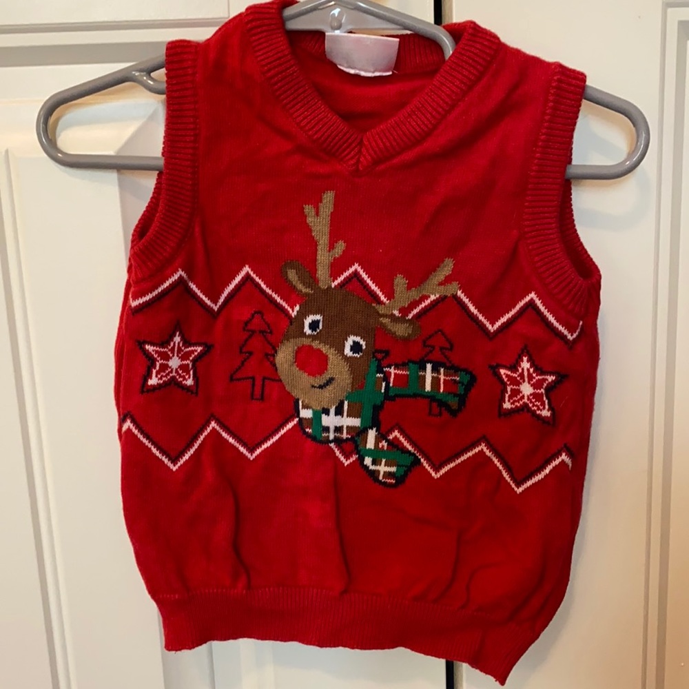 Christmas reindeer baby sweater vest